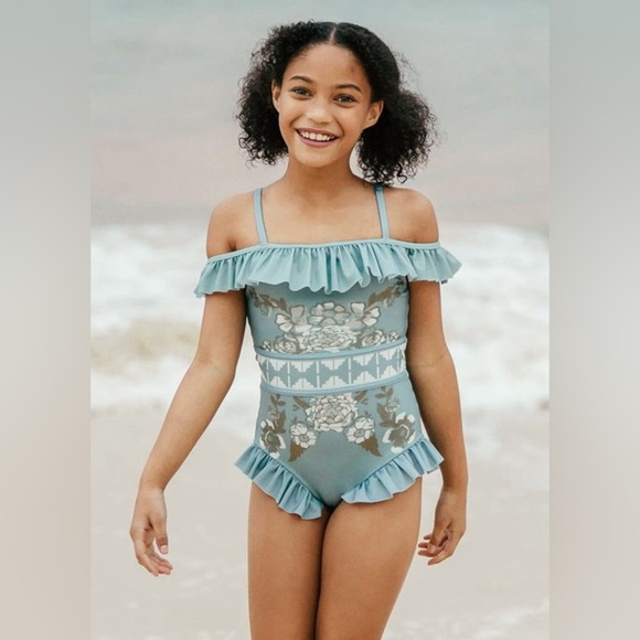 JOYFOLIE EVERA SWIMSUIT IN BLUE FLORAL sz12 - Picture 1 of 8